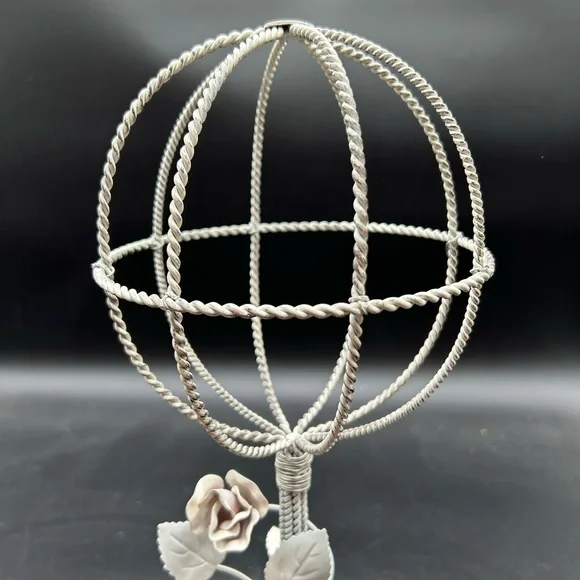 Elegant Wire hat or wig Stand with Floral Accents
